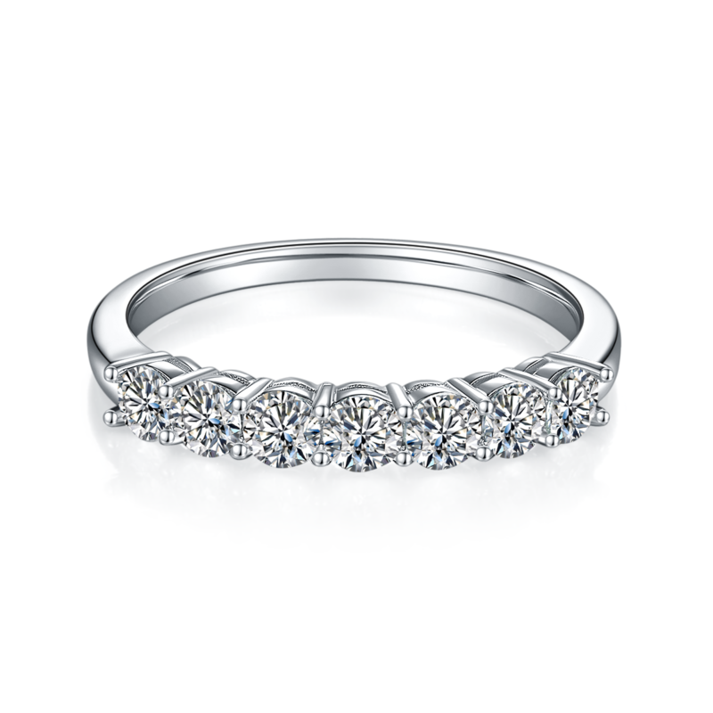 Seven Star Ring S925 Silver Plated Platinum Moissanite 70 Points D-Grade